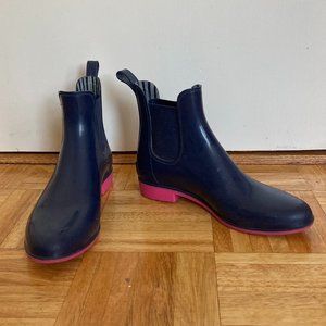 Navy and Pink Chelsea Rain Boots